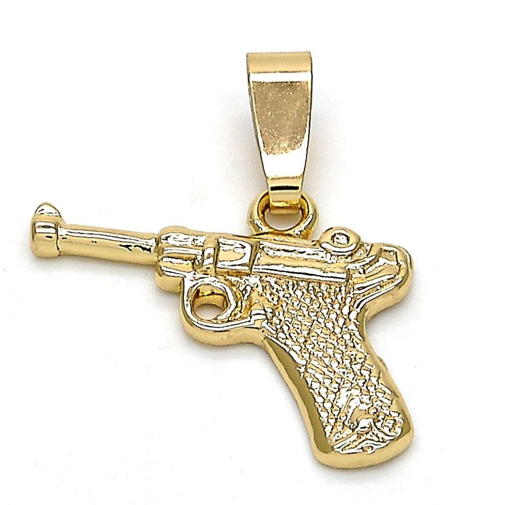 Pistol Pendant w/ 18 inch + 2 inch Chain - 18k Gold Filled