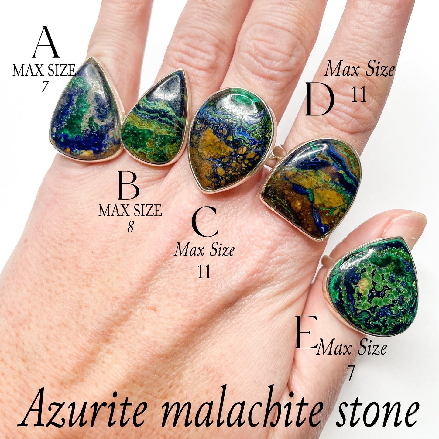 Azurite Malachite Stone Ring-Solid Sterling Silver