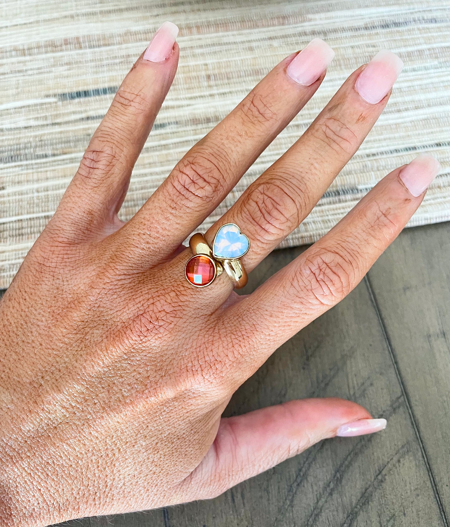 Orange Mystic & Opalite Bypass Ring - Alchemia