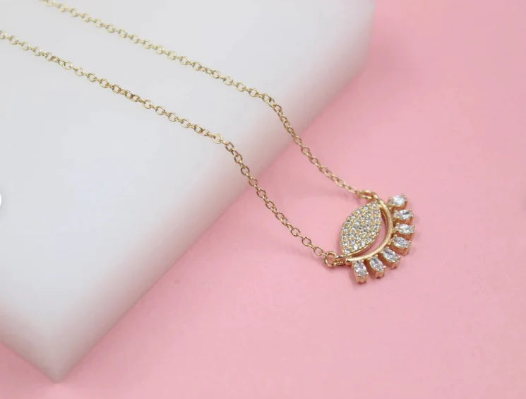 Evil Eye W Cz Necklace-18k Gold Filled