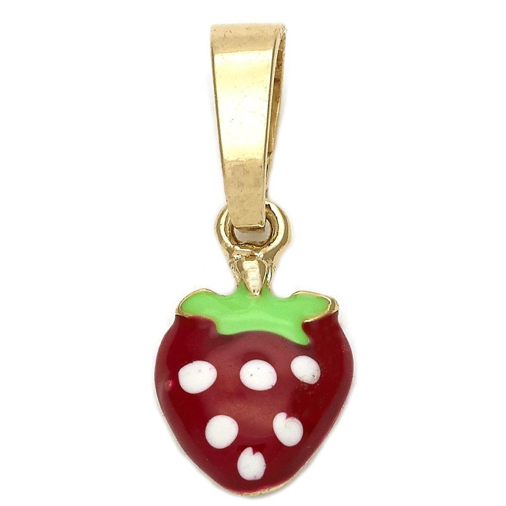 Strawberry Pendant w/ 18 inch + 2 inch Chain - 18k Gold Filled