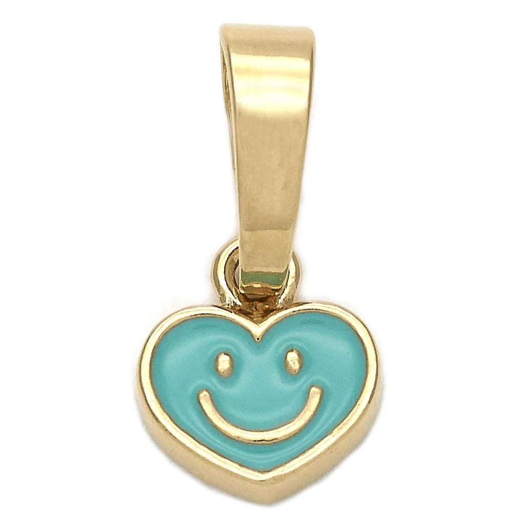 Enamel Smiley Pendant w/ 18 inch Chain - 18k Gold Filled