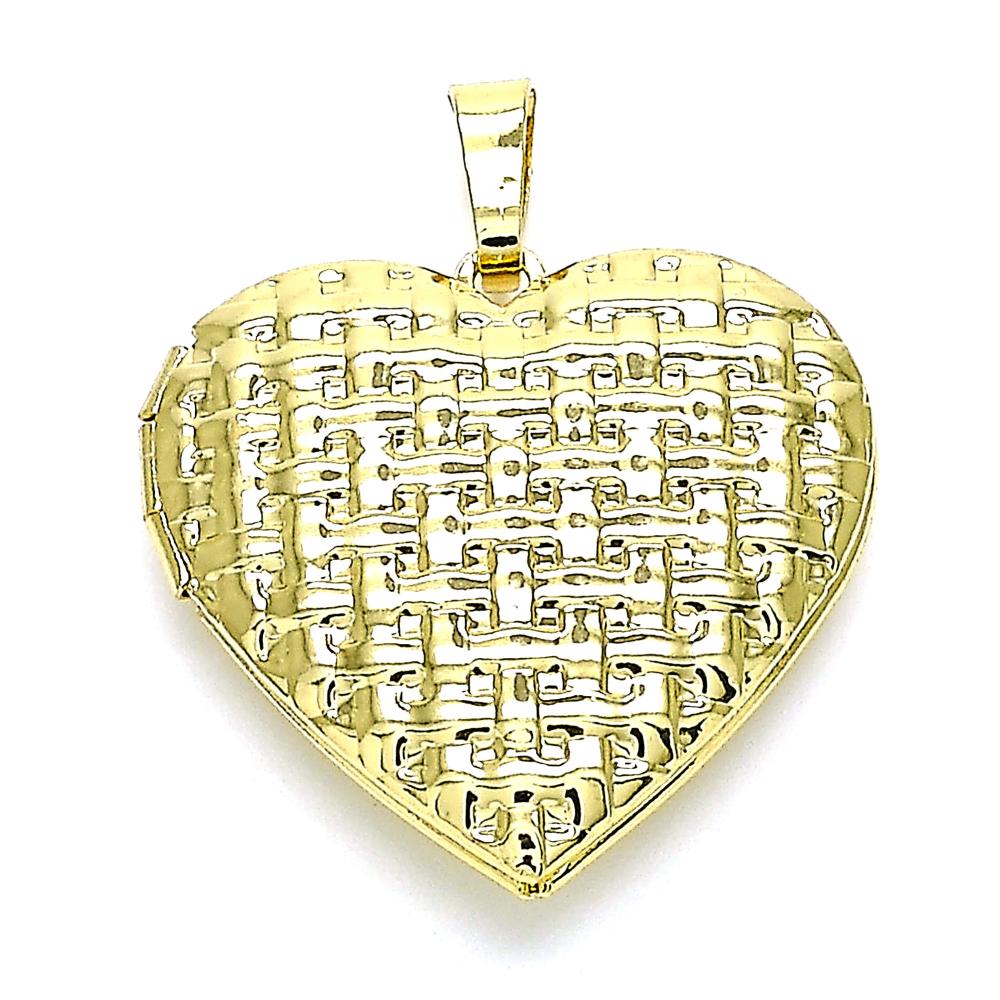Heart Locket Pendant w/ 18 inch Chain - 18k Gold Filled