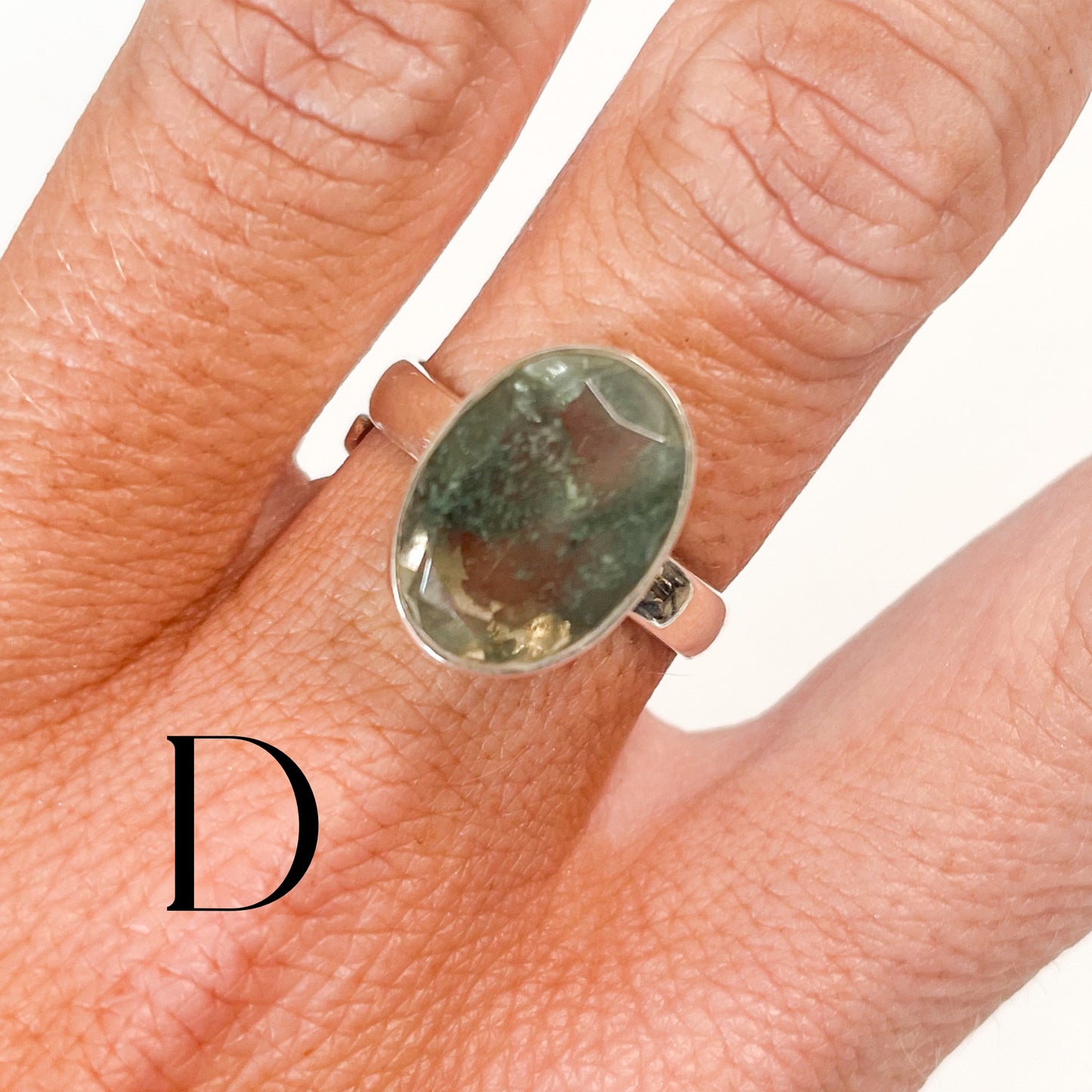 Moss Agate Faceted - Solid sterling silver