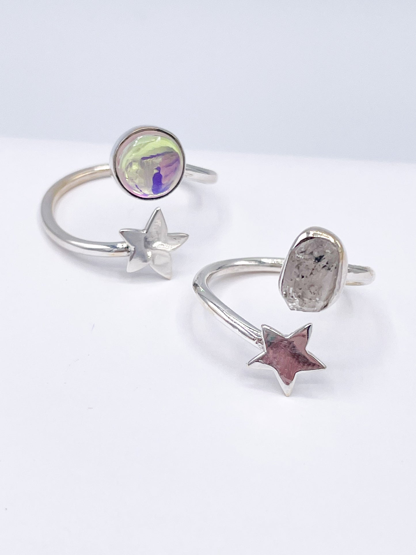 Star Stone Bypass - Solid Sterling Silver
