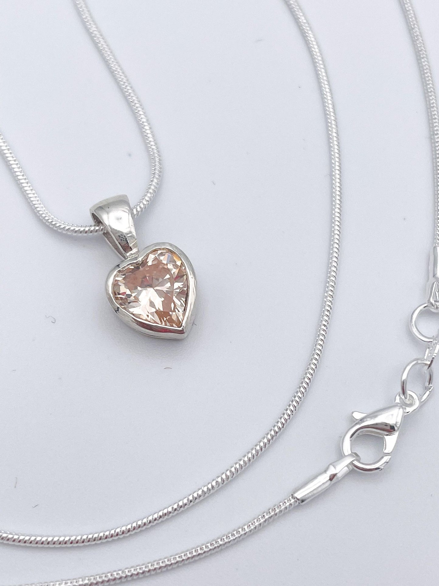 Heart Dainty CZ Pendant - Solid Sterling Silver