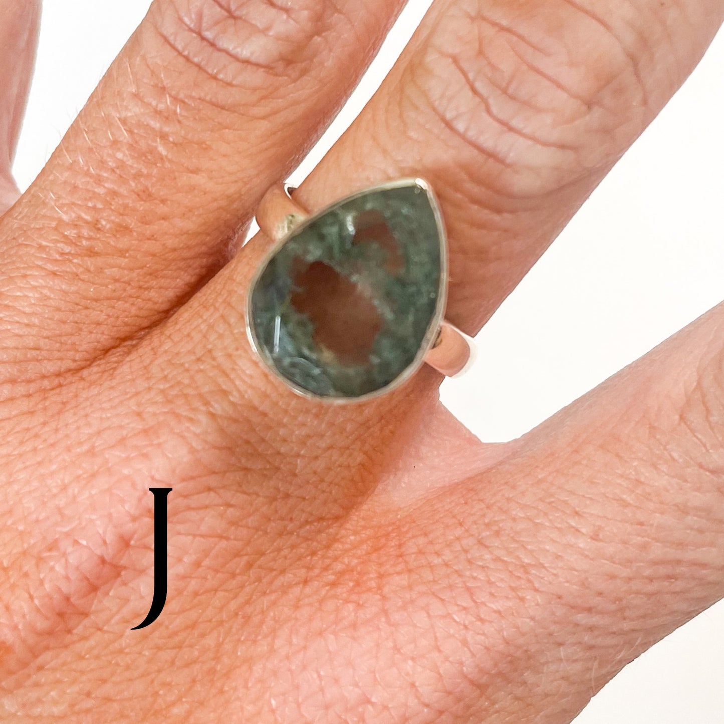 Moss Agate Faceted - Solid sterling silver