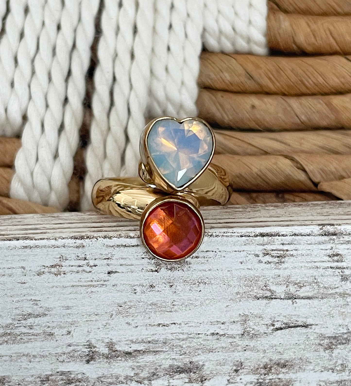 Orange Mystic & Opalite Bypass Ring - Alchemia