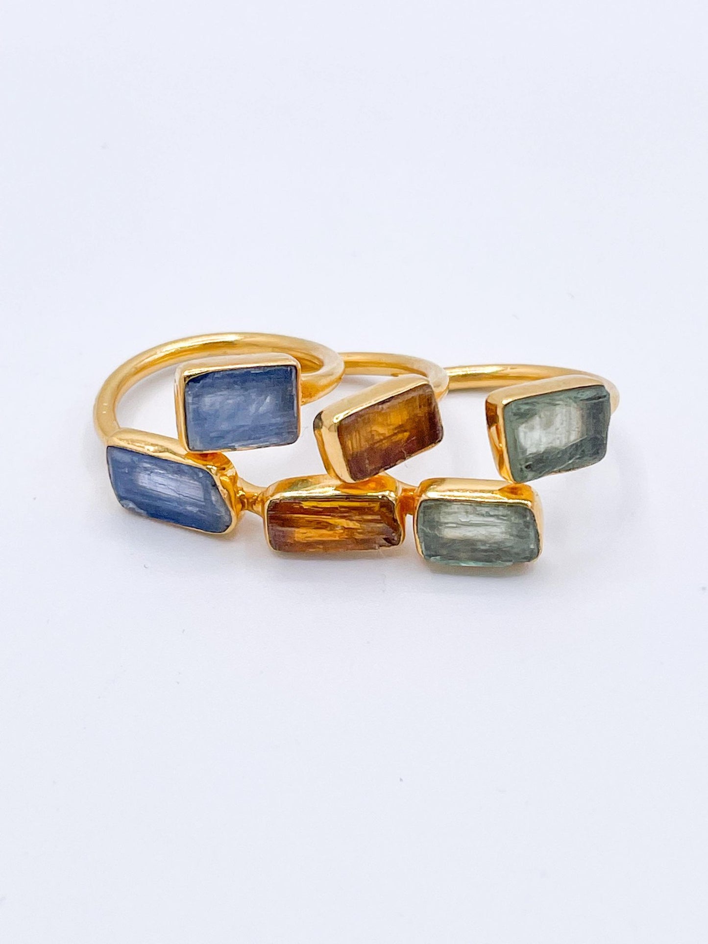 Blue Kyanite Bypass Ring - Solid Sterling Silver Plus 18k Plate