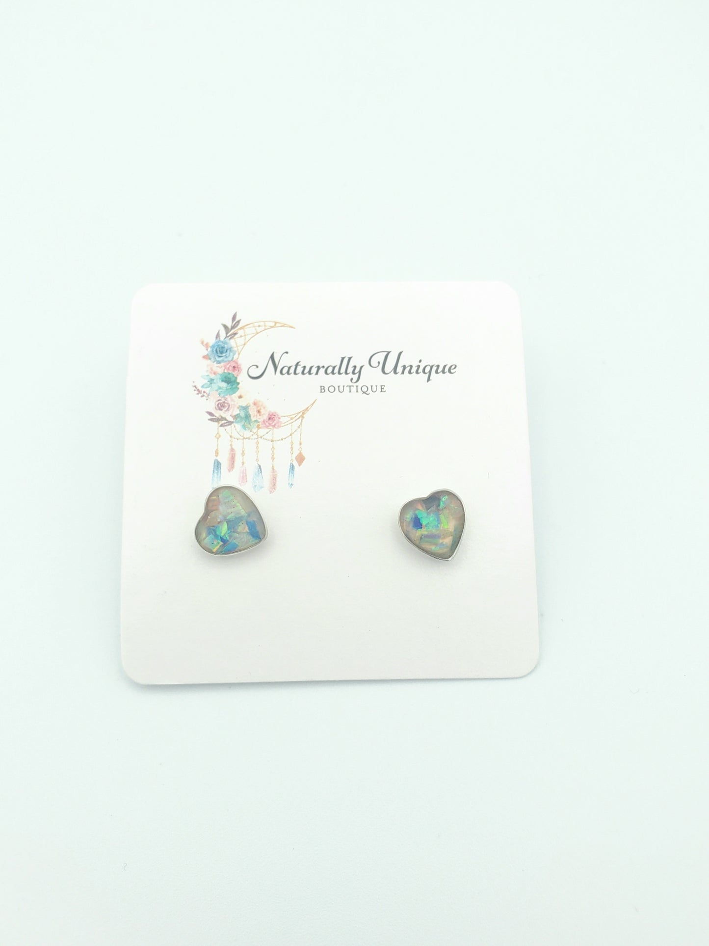 Opal Stud Post Earrings - Solid Sterling Silver