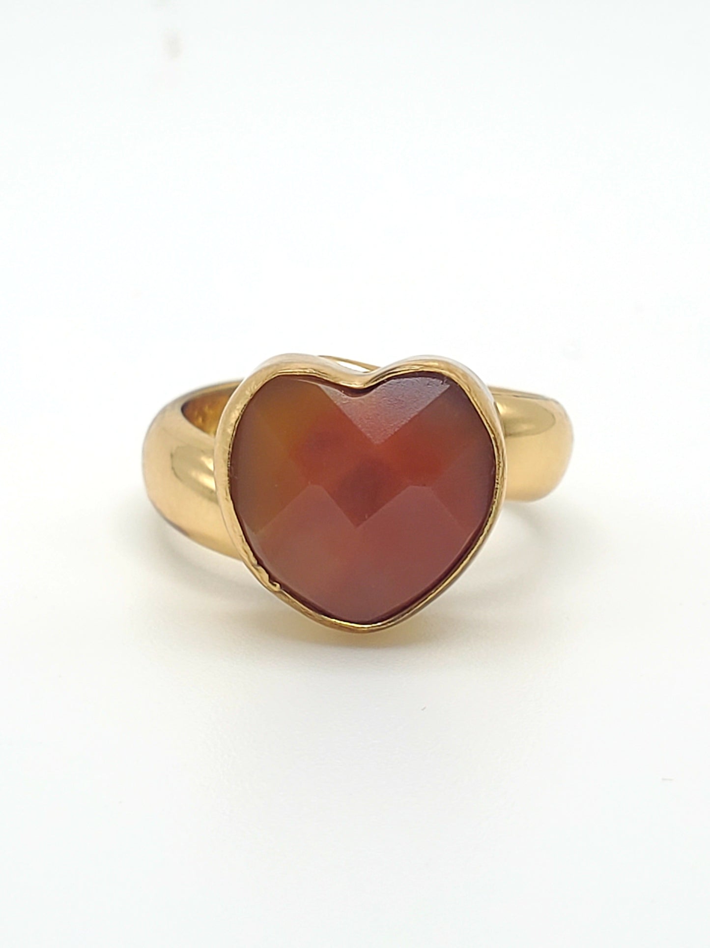 Faceted Red Creek Jasper Heart Ring - Alchemia