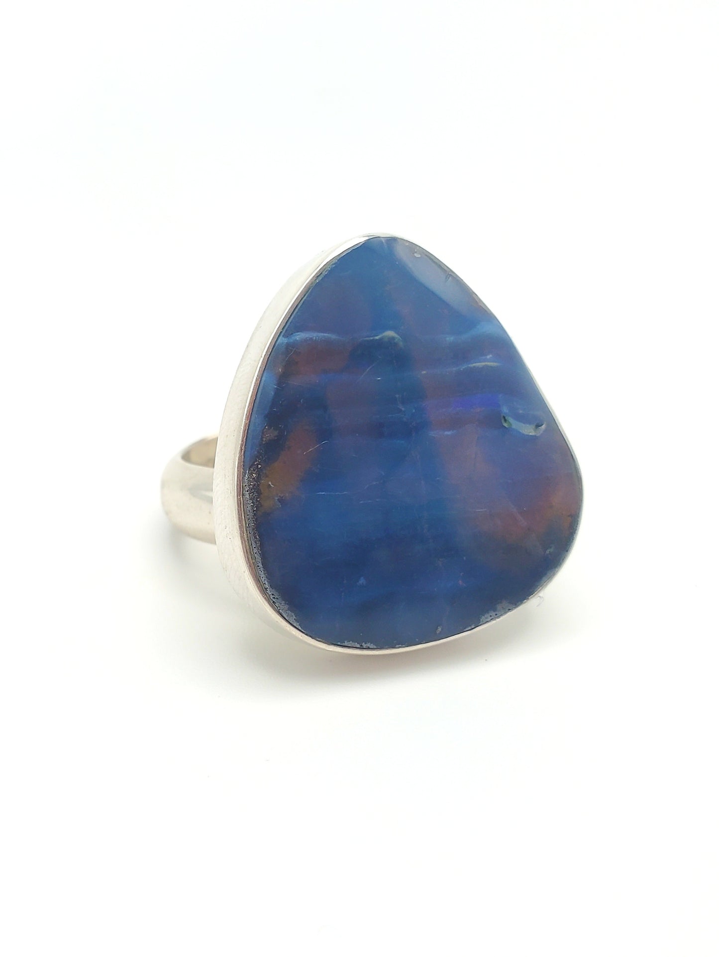 Simple Opal Adjustable Ring - Solid Sterling Silver