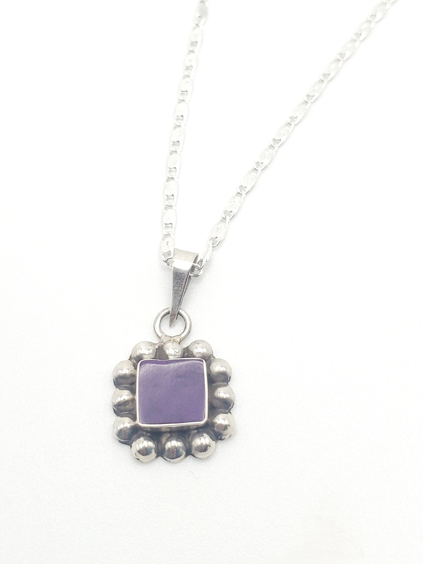 Purple Color Enhanced Dainty Pendant - Solid Sterling Silver