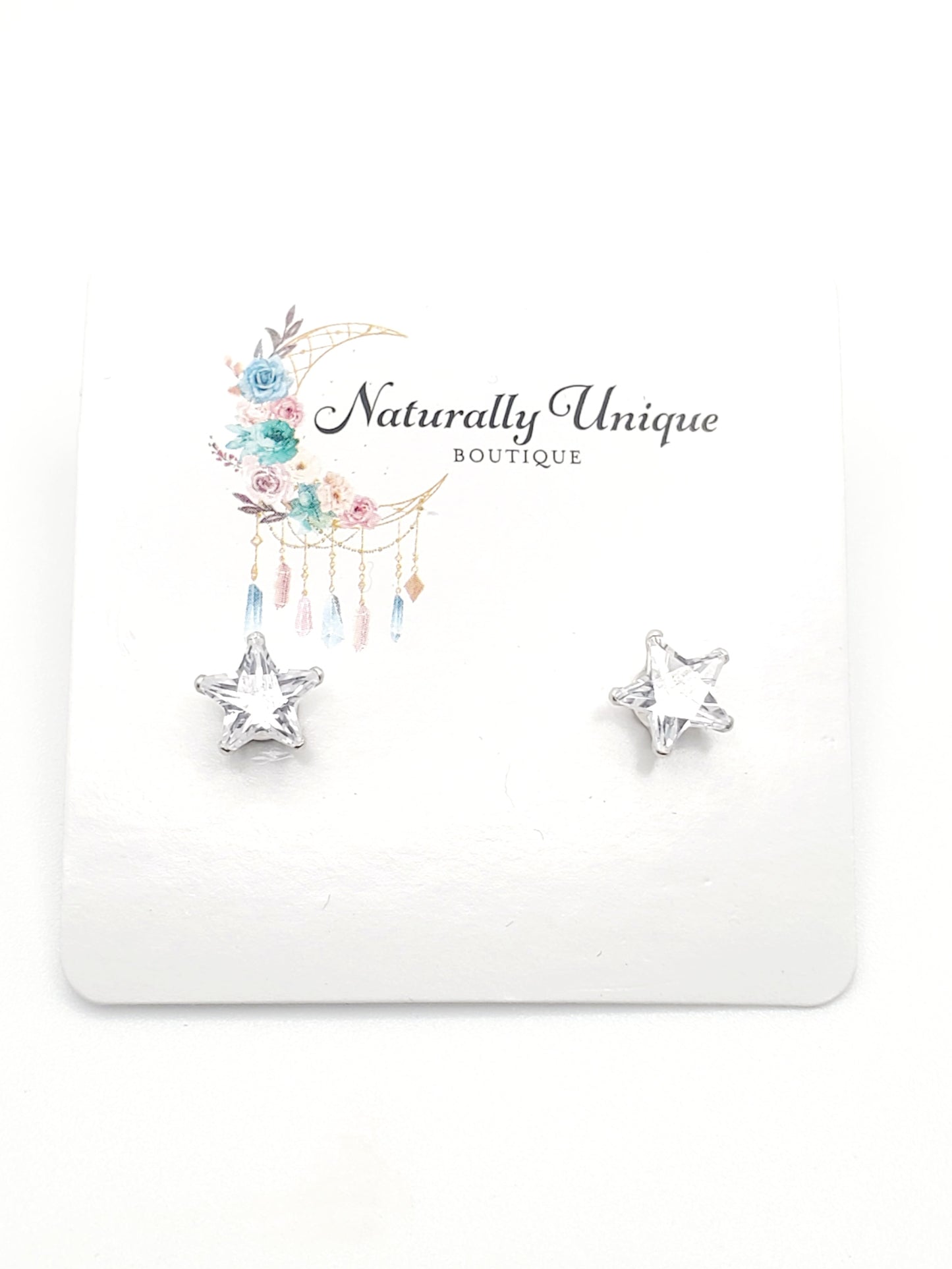 Cz Star Studs-Solid Sterling Silver