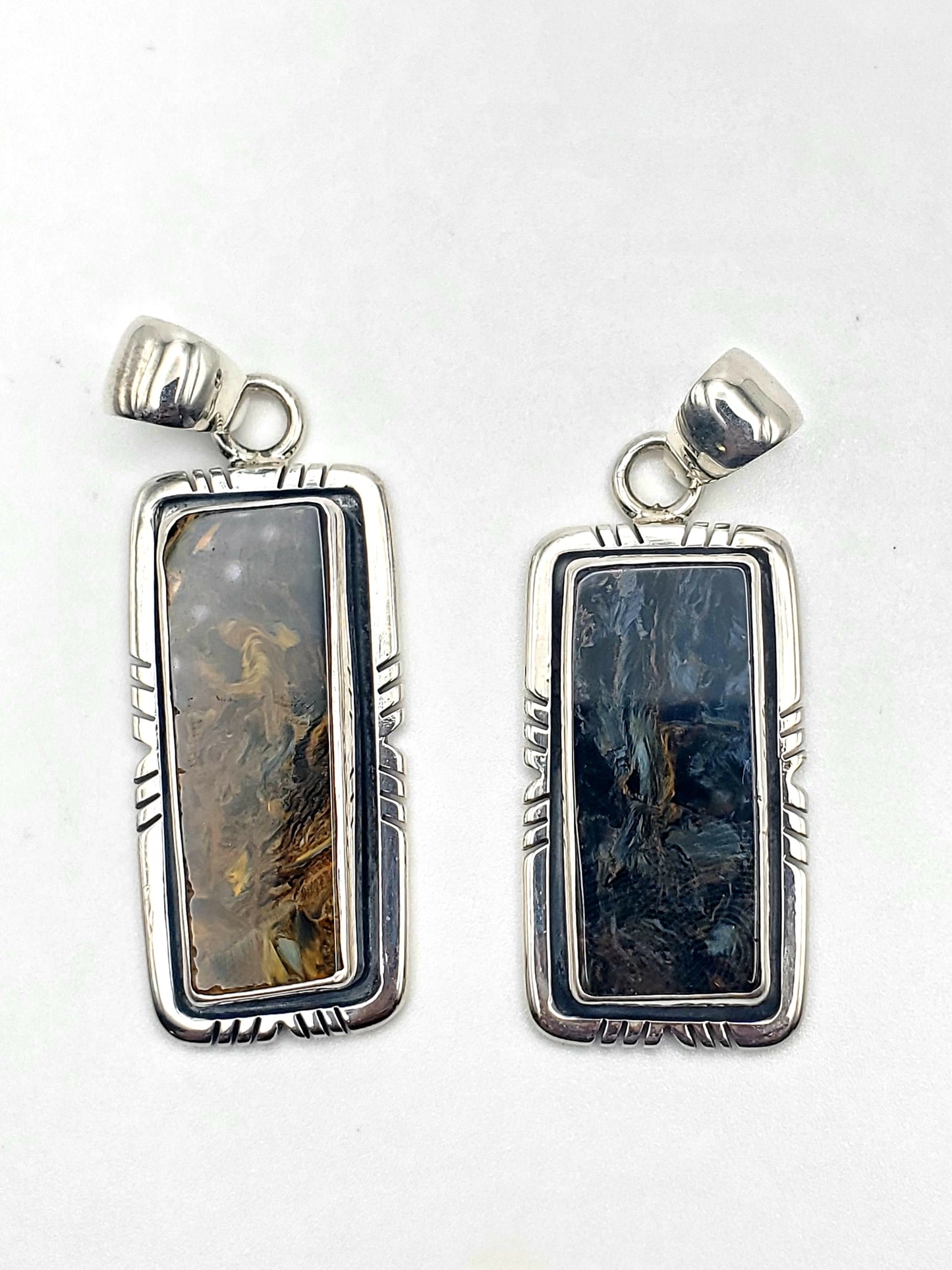 Pietersite Pendant with Lip - Solid Sterling Silver