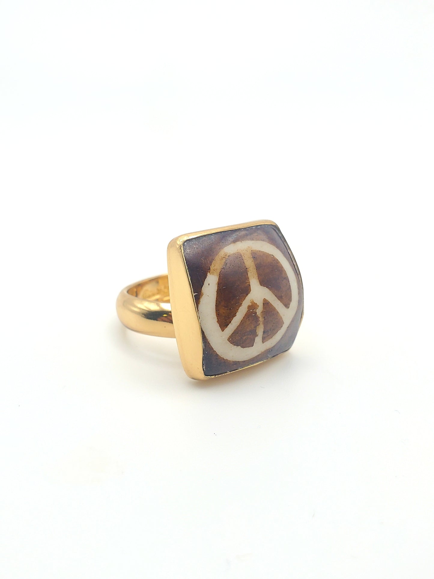Square Peace Sign Adjustable Ring - Alchemia