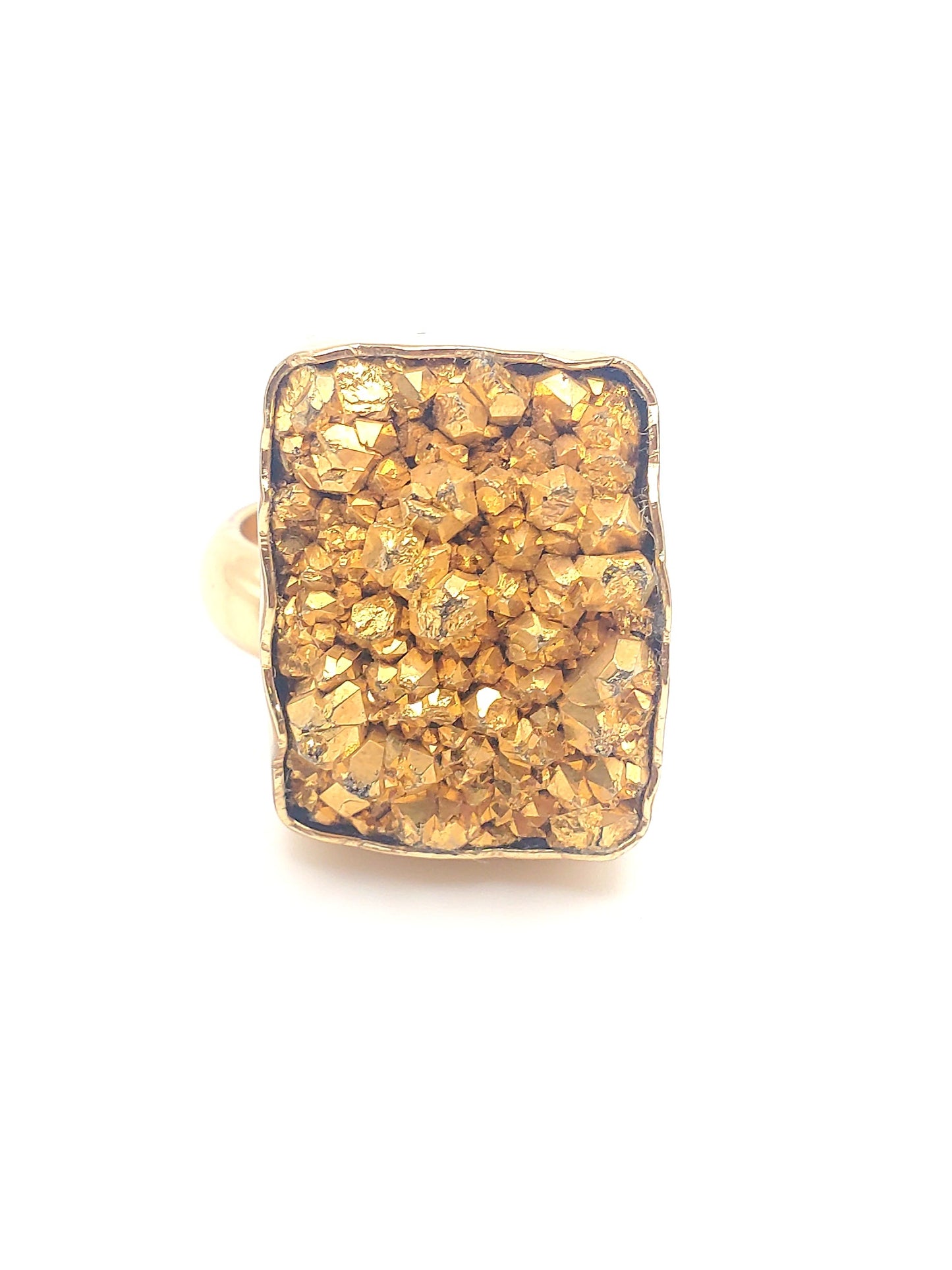 Gold Druzy Adjustable Ring - Alchemia