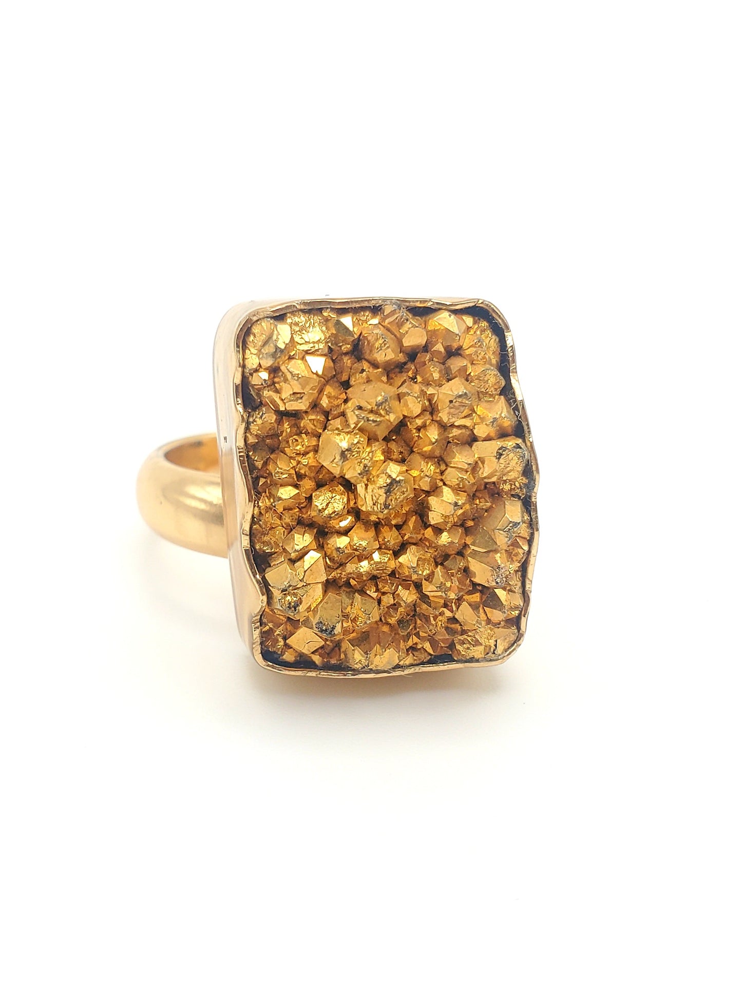 Gold Druzy Adjustable Ring - Alchemia