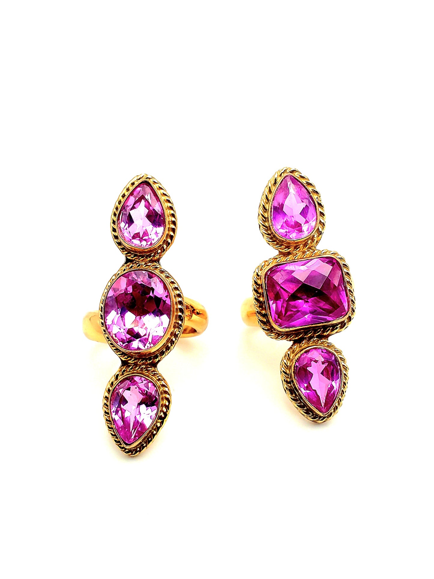 Pink Sapphire 3-stone Adjustable Ring Crawler - Alchemia