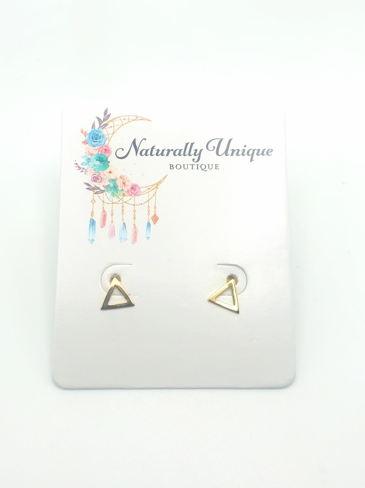 Hollow Triangle Solid Studs - 14k Gold Plated