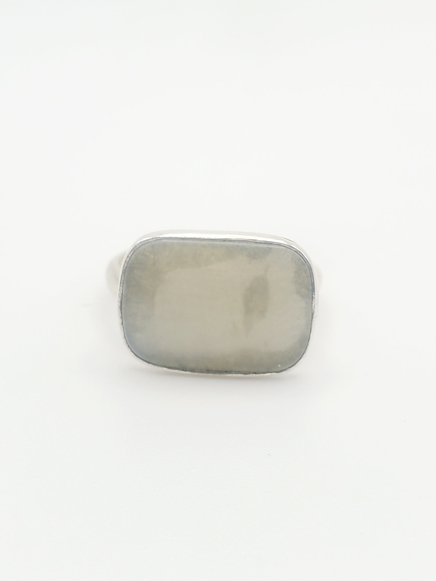 Dainty Adjustable Square Jade Ring - Solid Sterling Silver