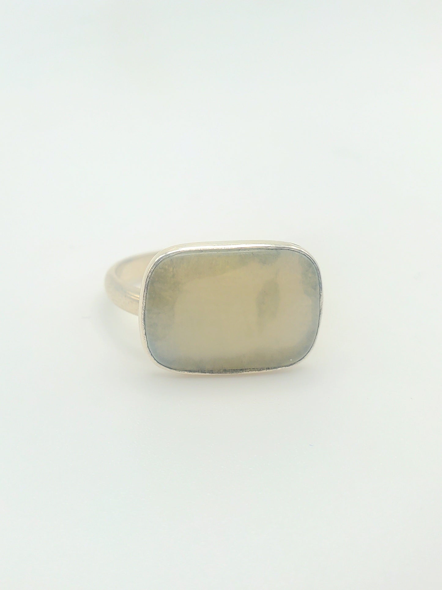 Dainty Adjustable Square Jade Ring - Solid Sterling Silver