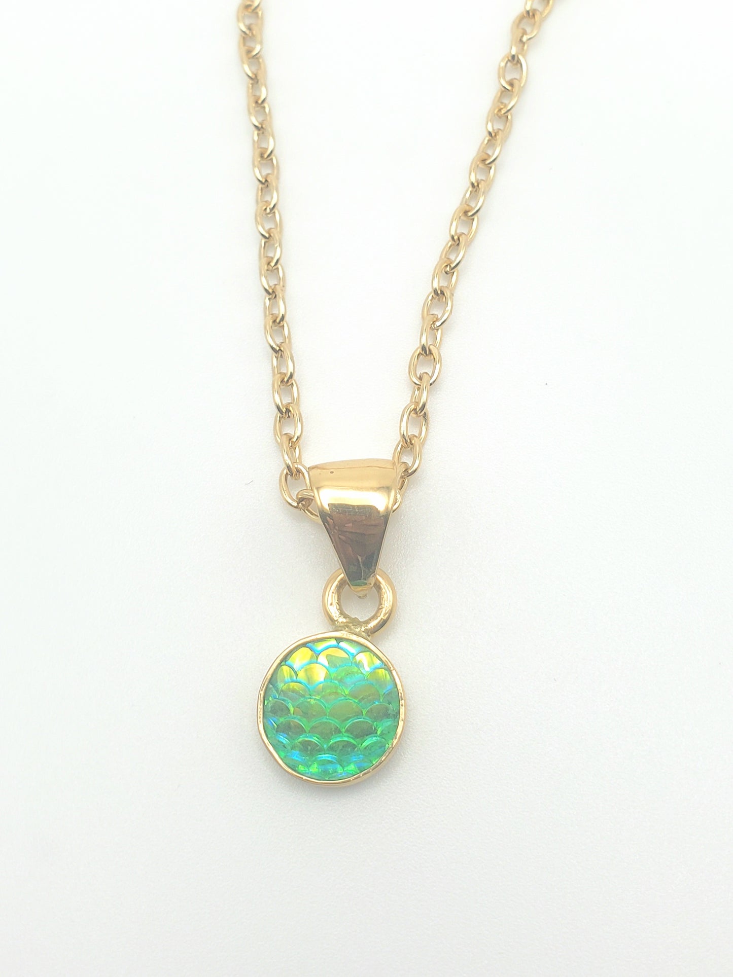 Dainty Green Mermaid Scale Polka Dot Pendant - Alchemia