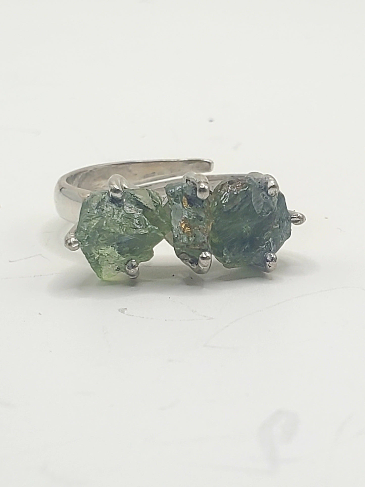 Light Green Amethyst Prong Set Ring - Solid Sterling Silver