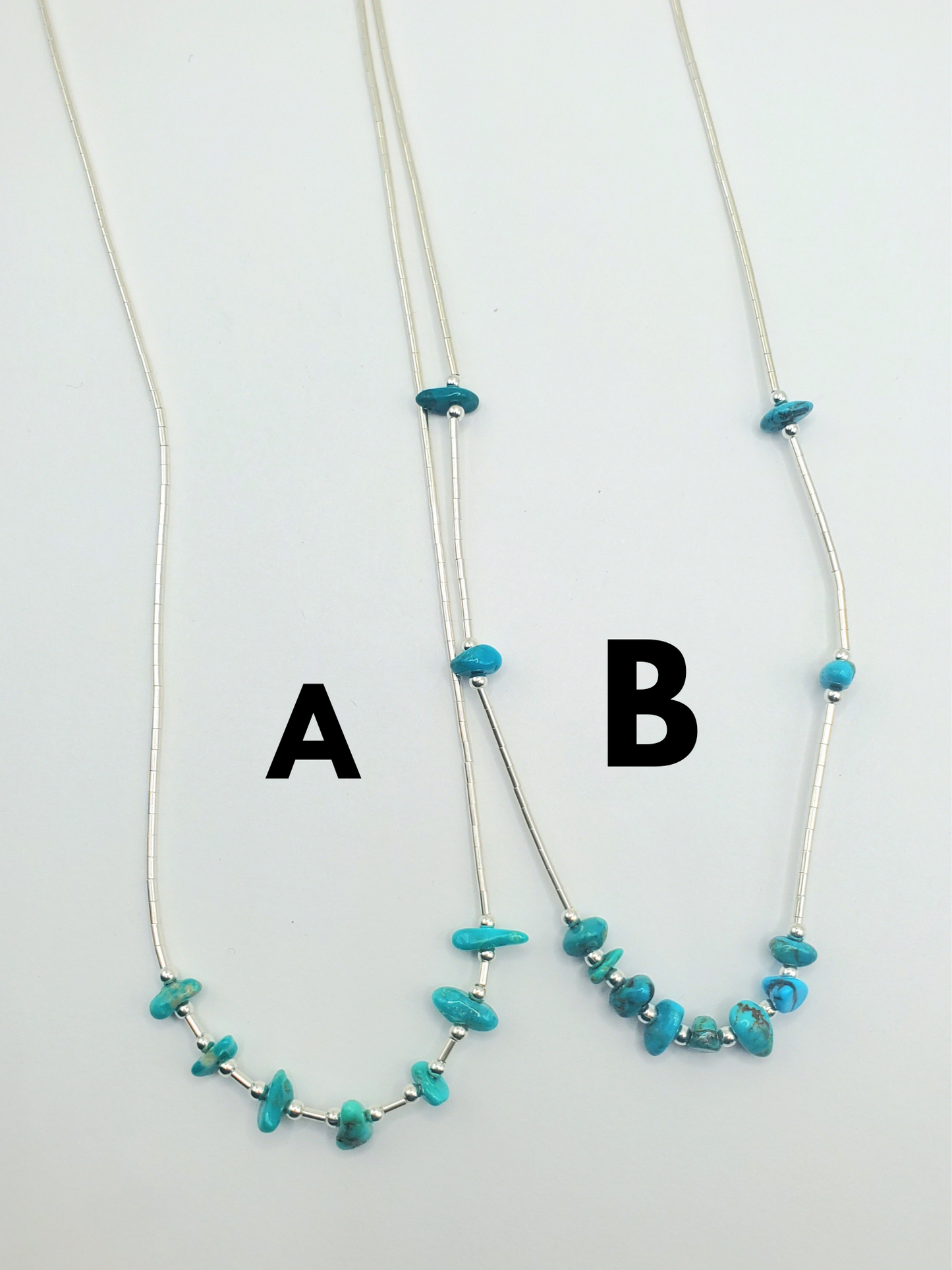 Turquoise Beaded Liquid Silver Necklace