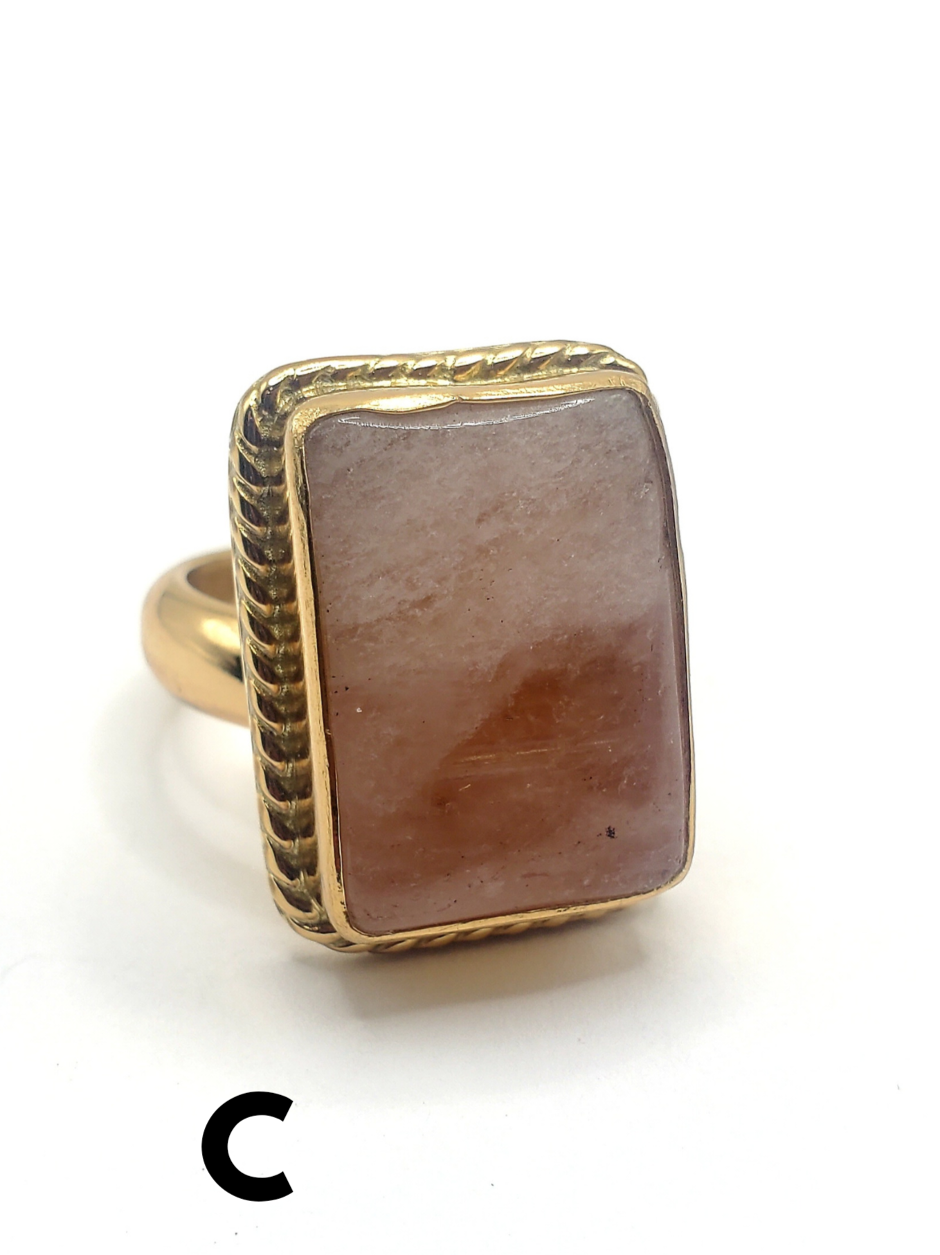 Tourmalinated Rose Quartz Adjustable Ring - Alchemia