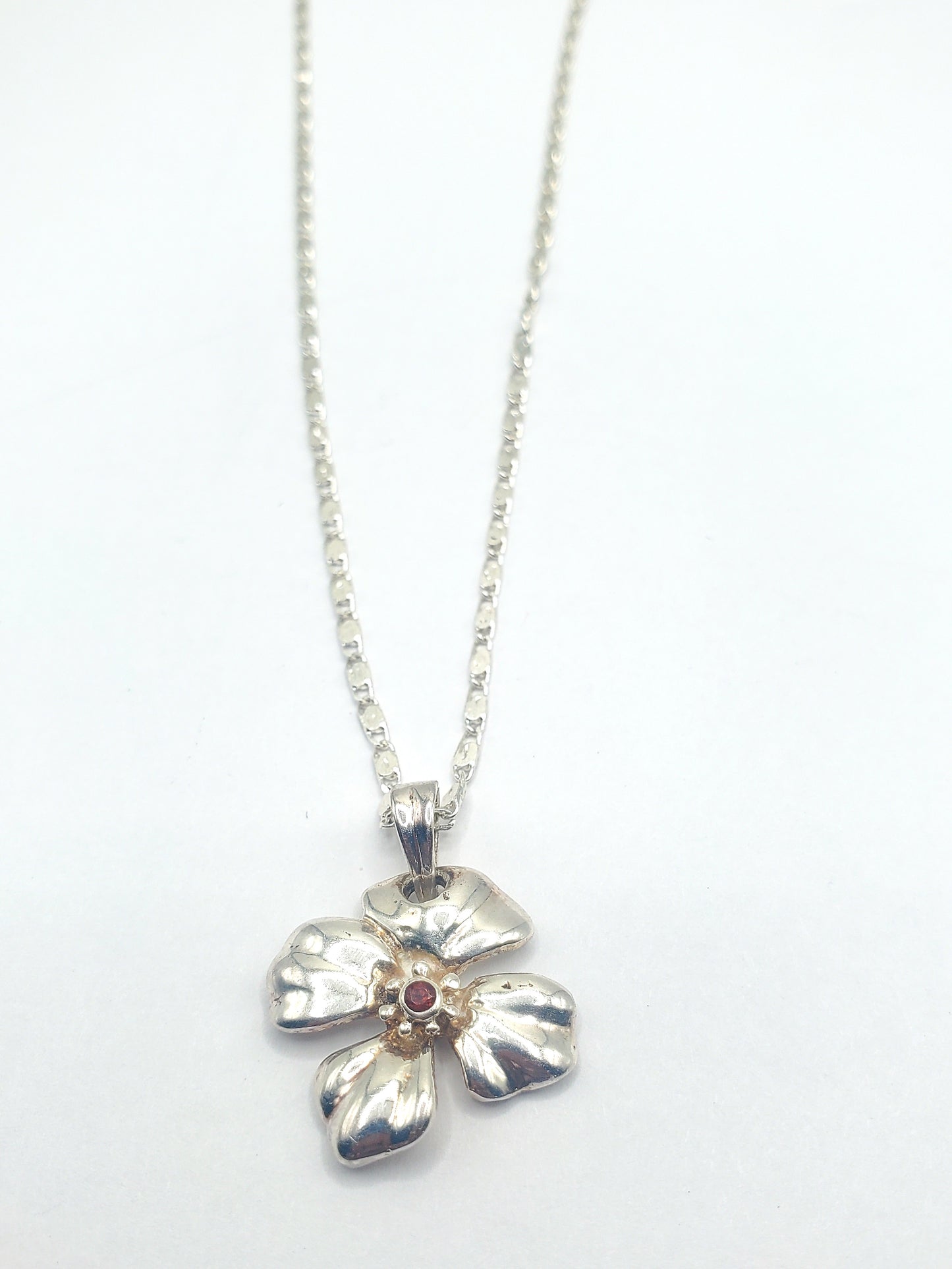 Dainty Silver Flower Pendant - Solid Sterling Silver