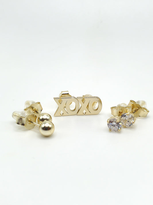 XO Baby Dainty Studs trio - Solid Sterling Silver