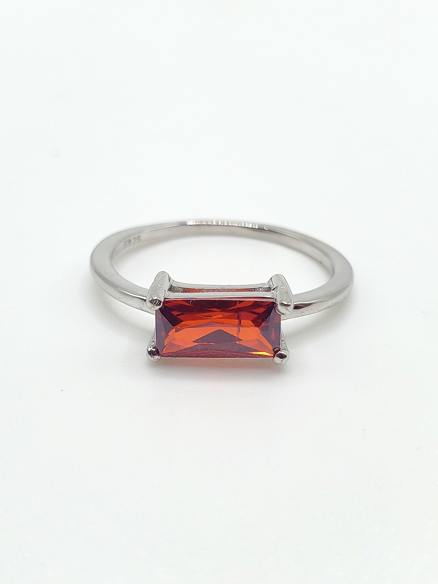Dainty Red Garnet CZ Sized Ring - SSS