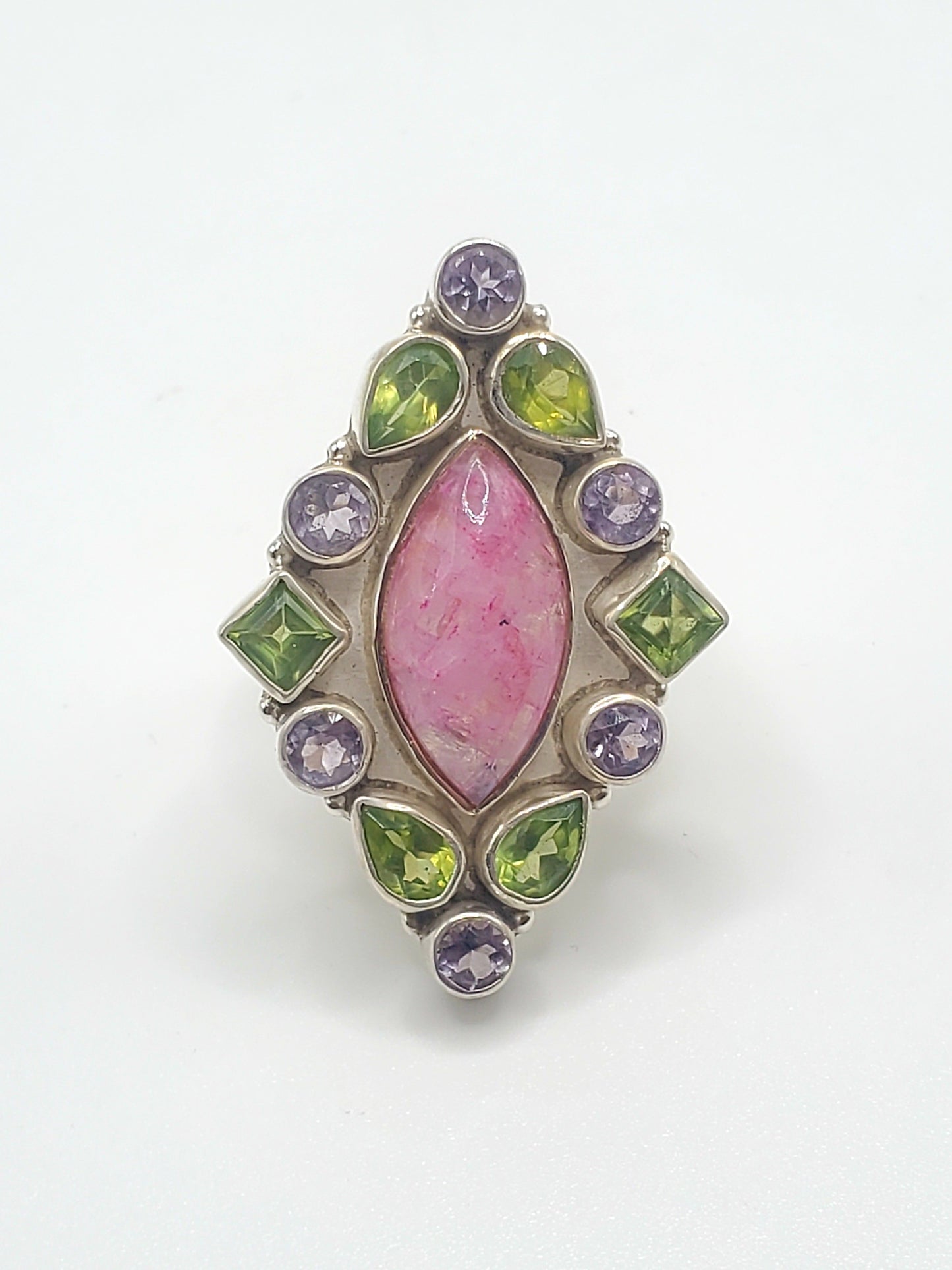 Diamond Shape Multi Stone Rings-Solid Startling Silver