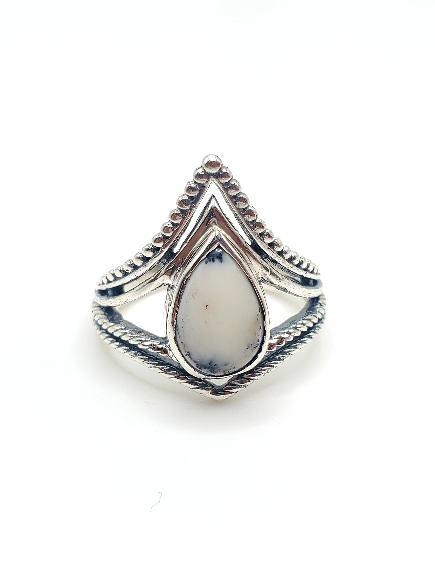 Dendrite Opal Adjustable Ring - Solid Sterling Silver