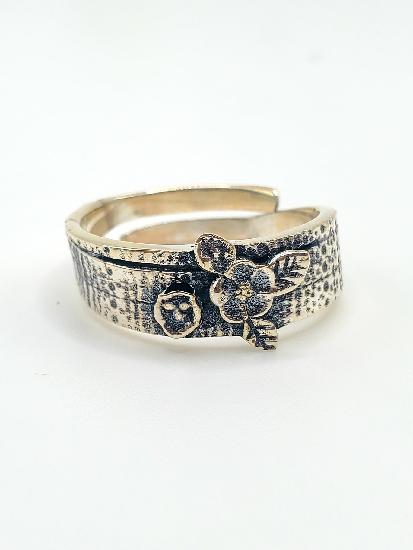 Flower Band Adjustable Ring - Solid Sterling Silver