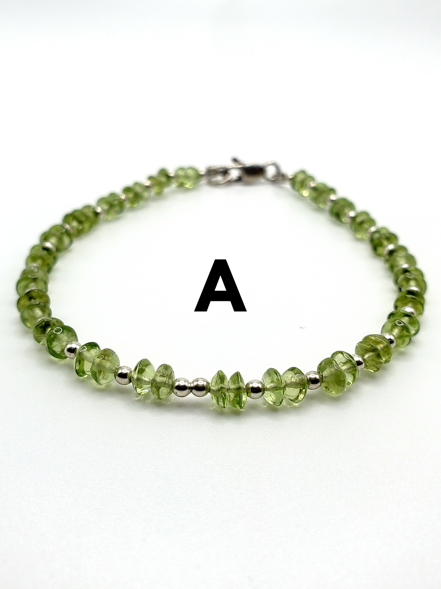 Natural Beaded Stone Bracelet - Solid Sterling Silver