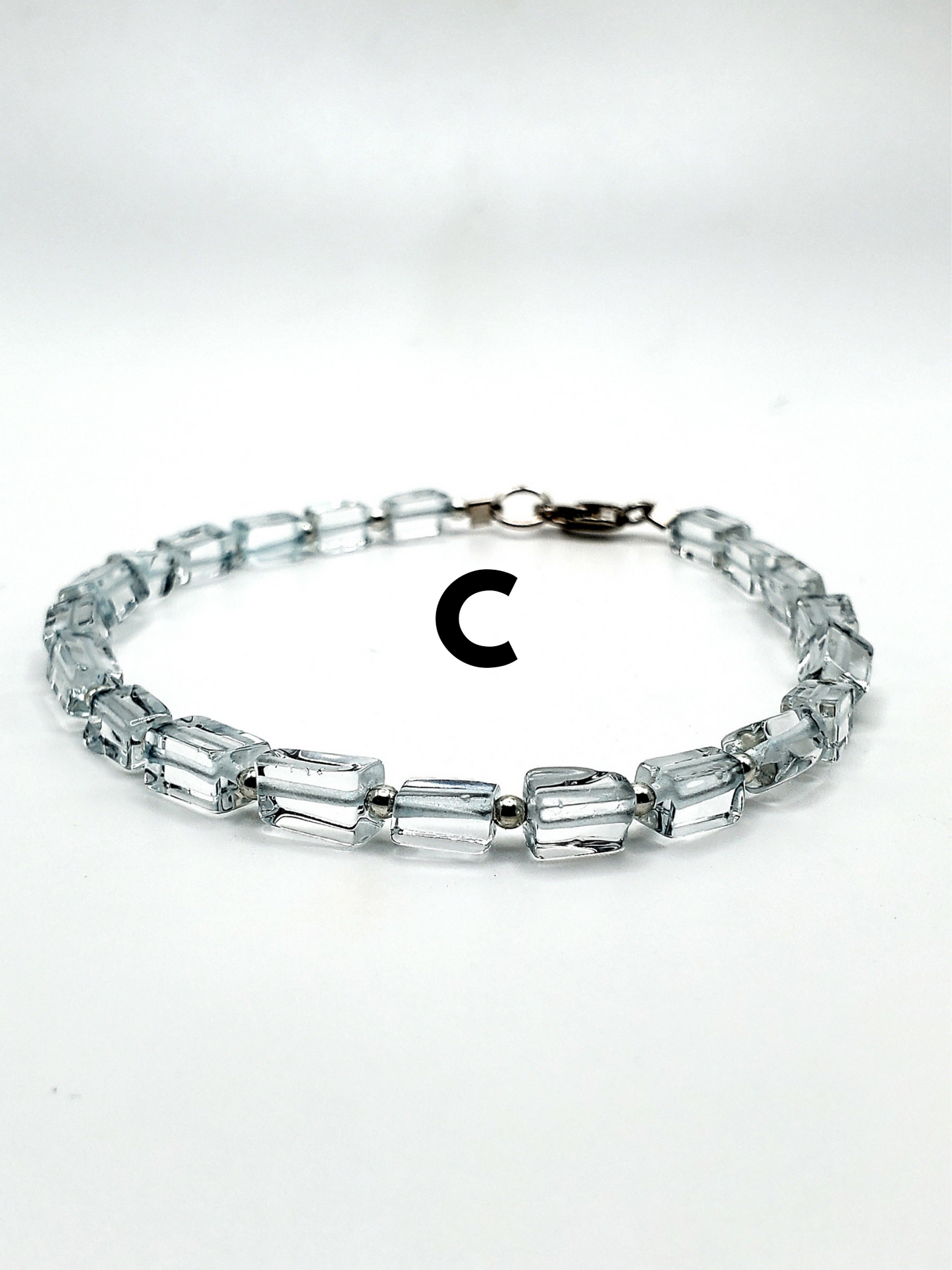 Natural Beaded Stone Bracelet - Solid Sterling Silver