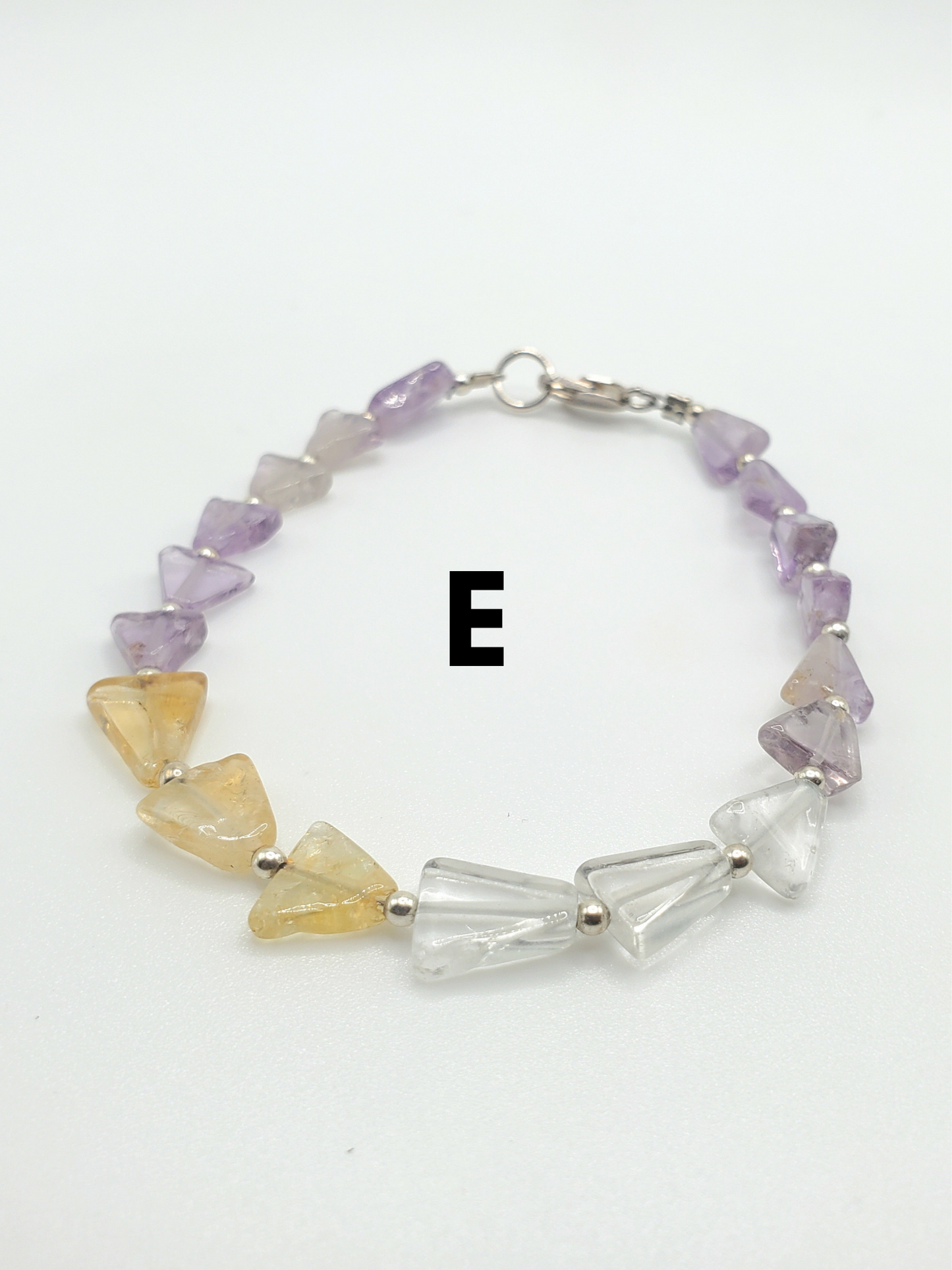 Natural Beaded Stone Bracelet - Solid Sterling Silver