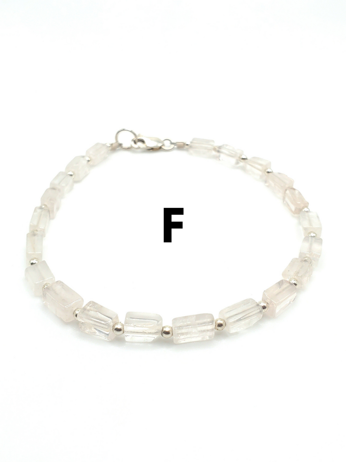 Natural Beaded Stone Bracelet - Solid Sterling Silver