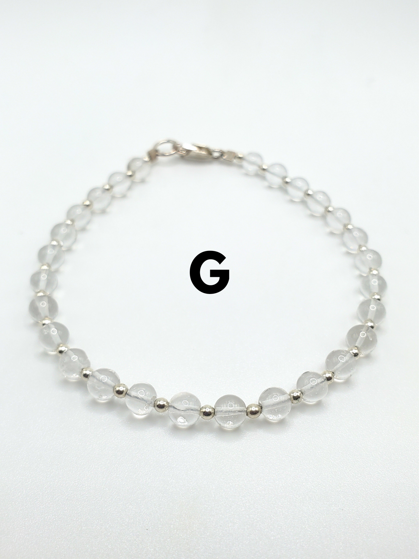 Natural Beaded Stone Bracelet - Solid Sterling Silver