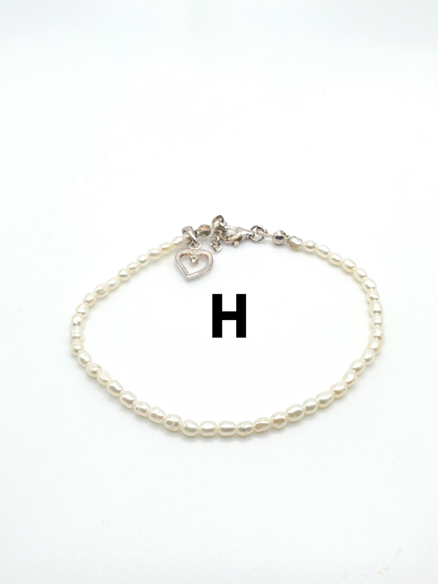 Natural Beaded Stone Bracelet - Solid Sterling Silver