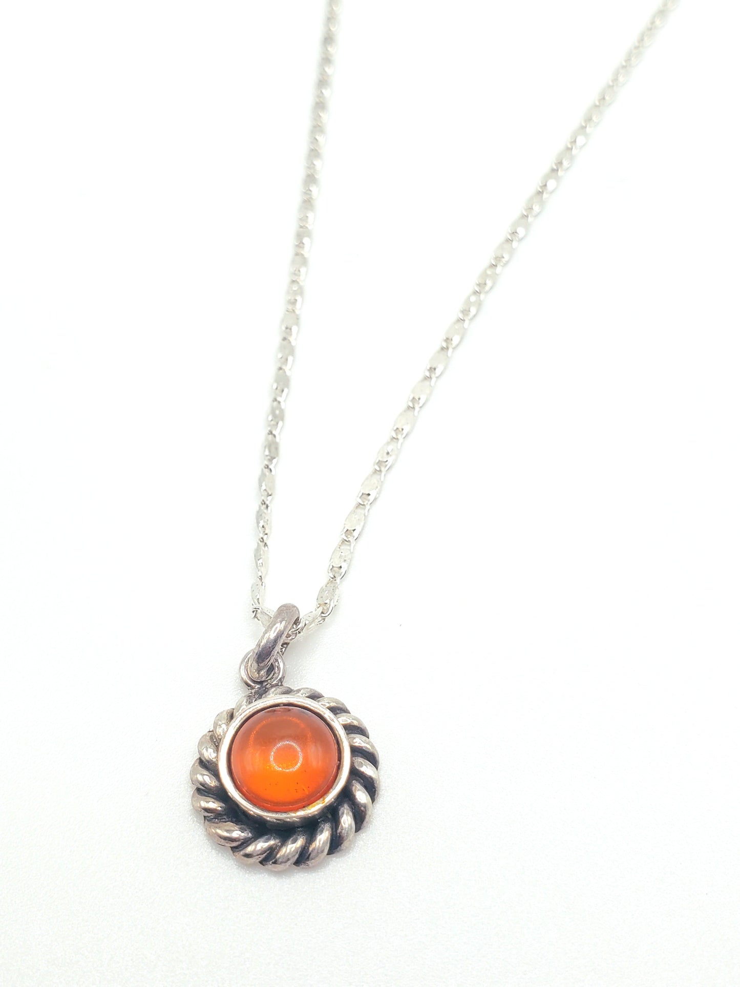 Dainty Amber Rope Braid Pendant - Solid Sterling Silver