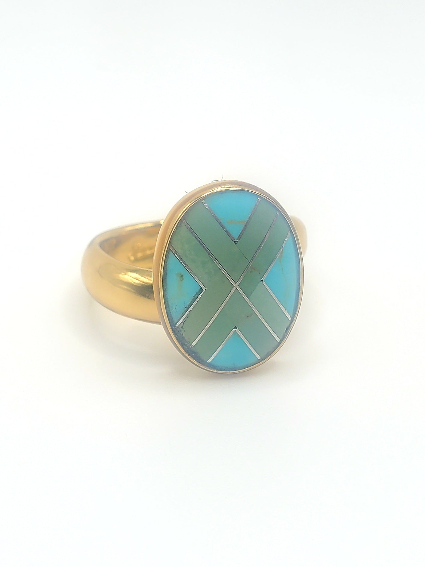 Mosaic Turquoise Adjustable Ring-Alchemia