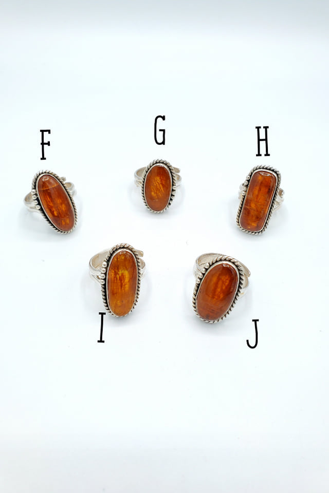 Orange Kyanite Braid Detail Adjustable Ring-Solid Sterling Silver