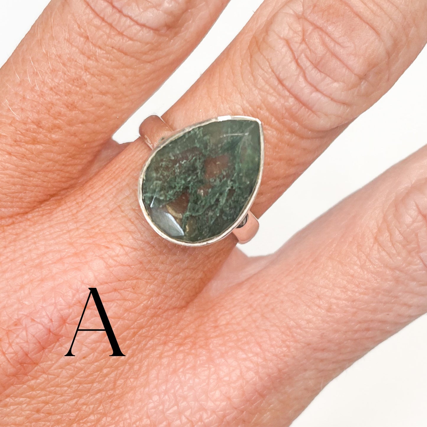 Moss Agate Faceted - Solid sterling silver