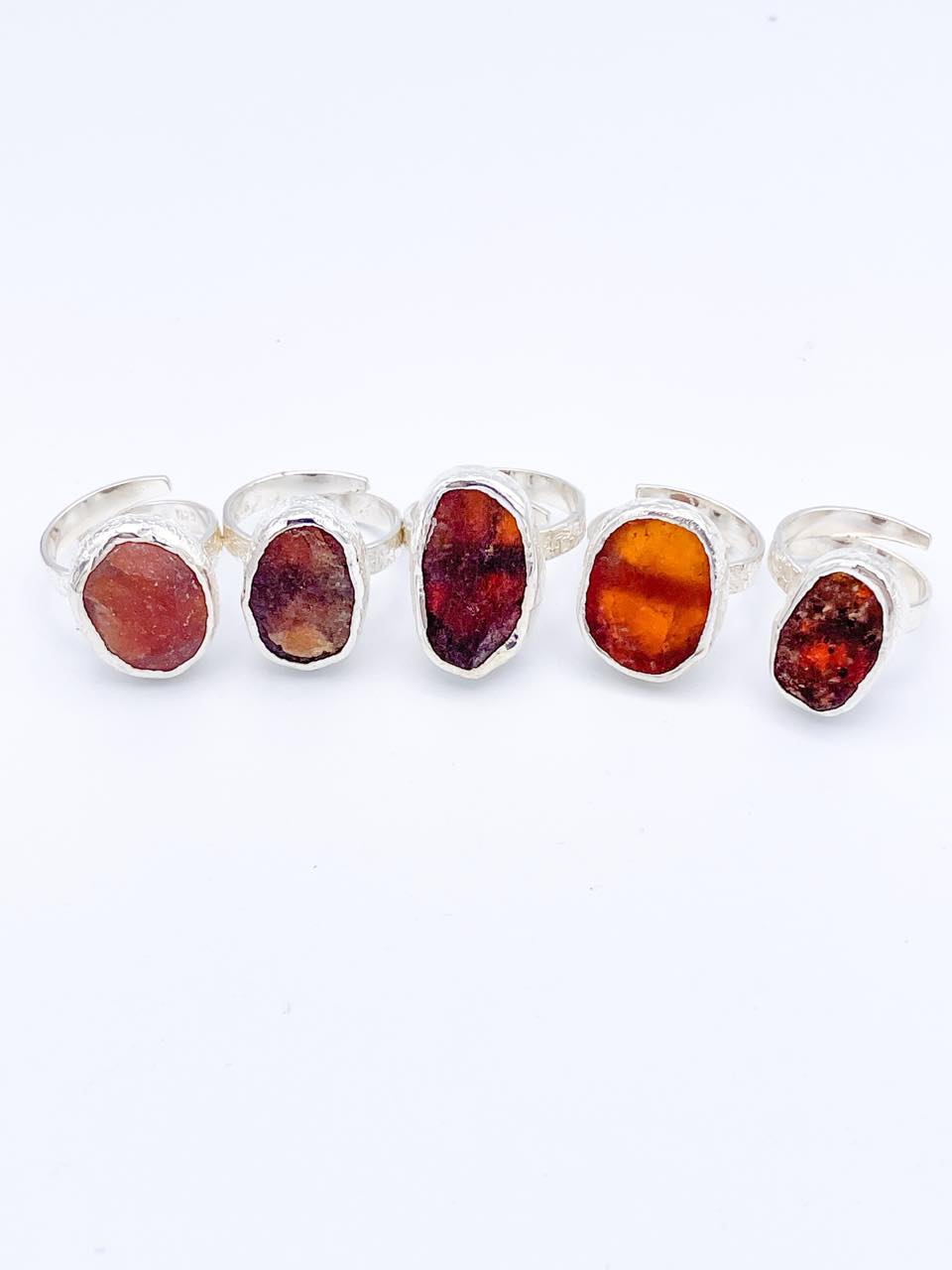 Raw Garnet Adjustable Ring-Solid Sterling silver