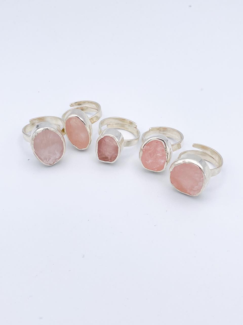 Rose Quartz Oval Adjustable Ring-Solid Sterling Silver