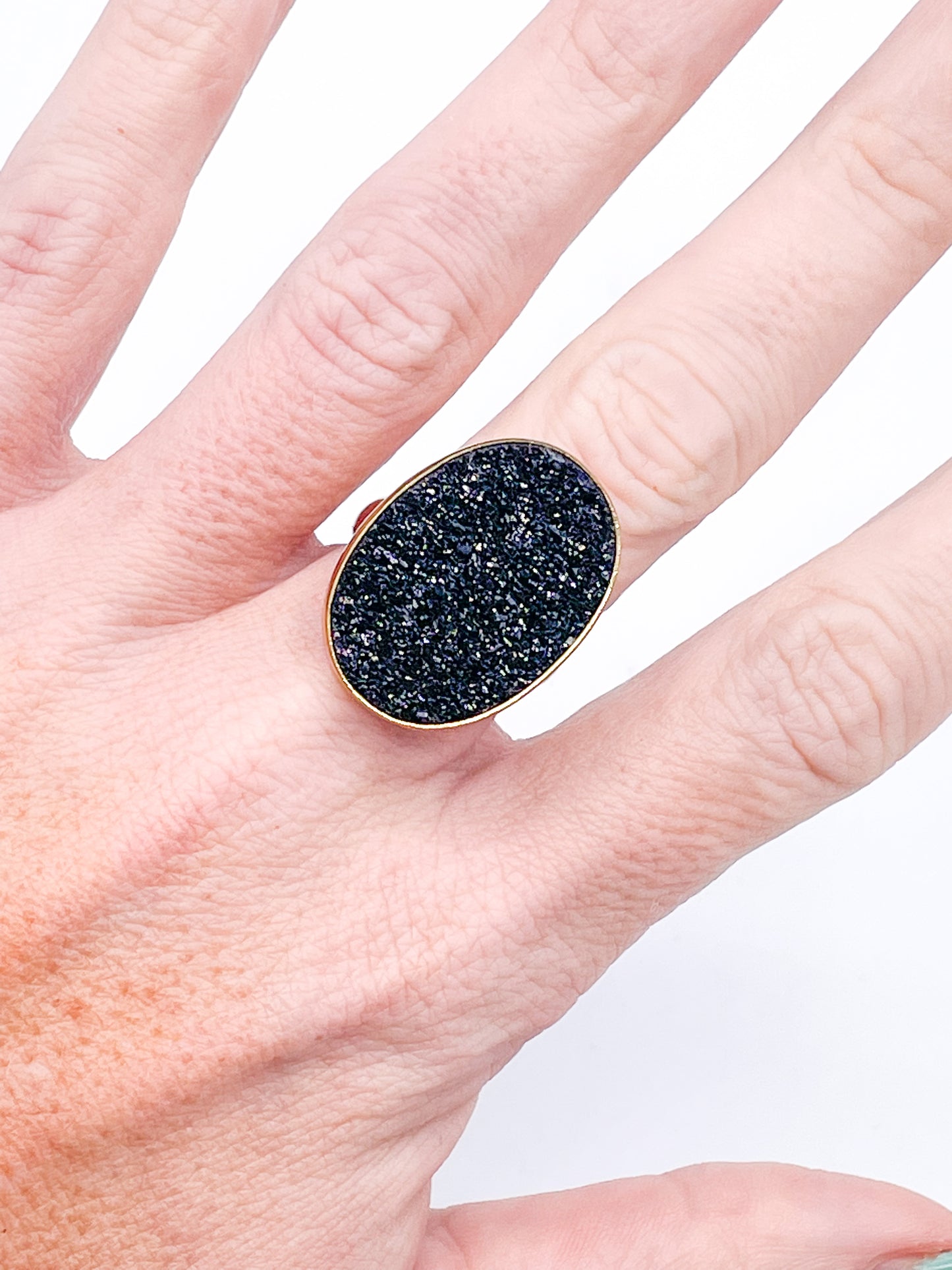 Black Druzy Ring - Alchemia