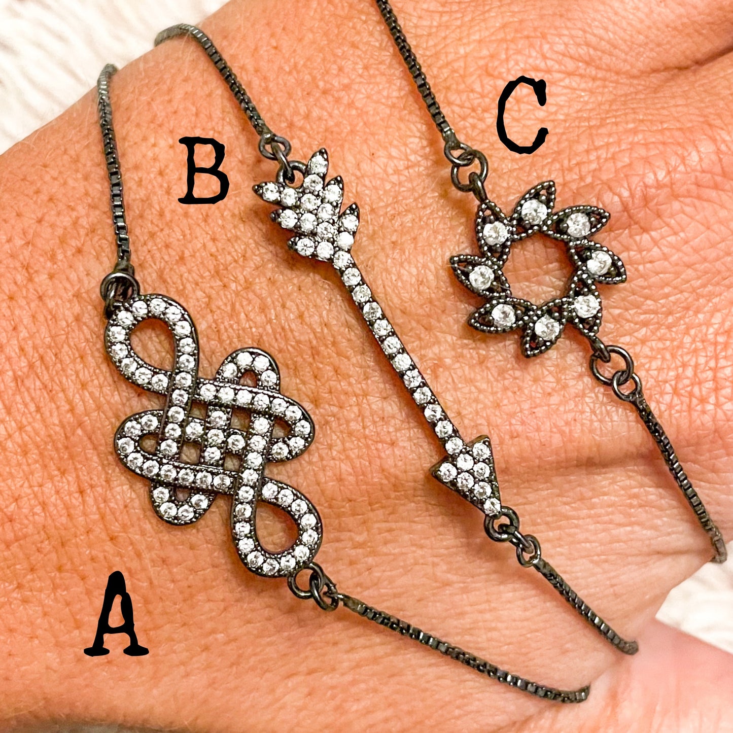 Gun Metal CZ Bolo Bracelet